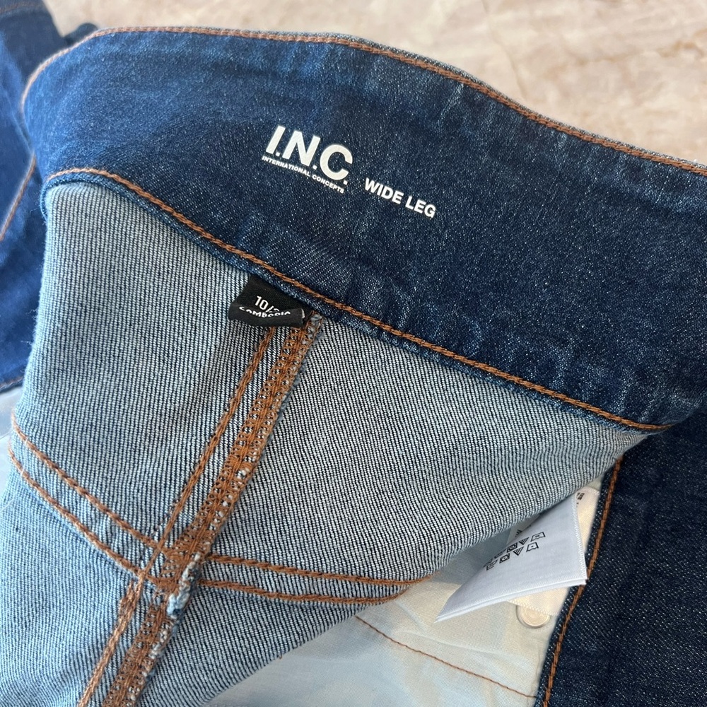 INC International Concepts Dark Wash Jeans Ultra wide leg high raise waist.